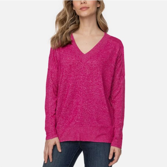 Buffalo David Bitton Sweaters - Buffalo Ladies' Cozy V-Neck Long Sleeve Top, Pink M